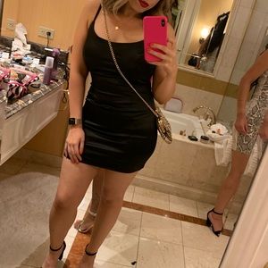 So smooth satin mini dress- black